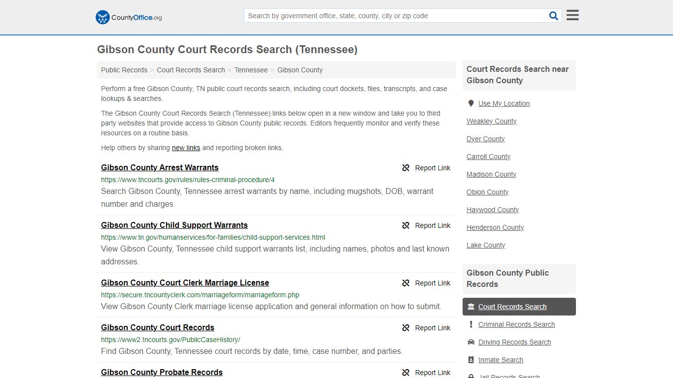 Court Records Search - Gibson County, TN (Adoptions, Criminal, Child ...