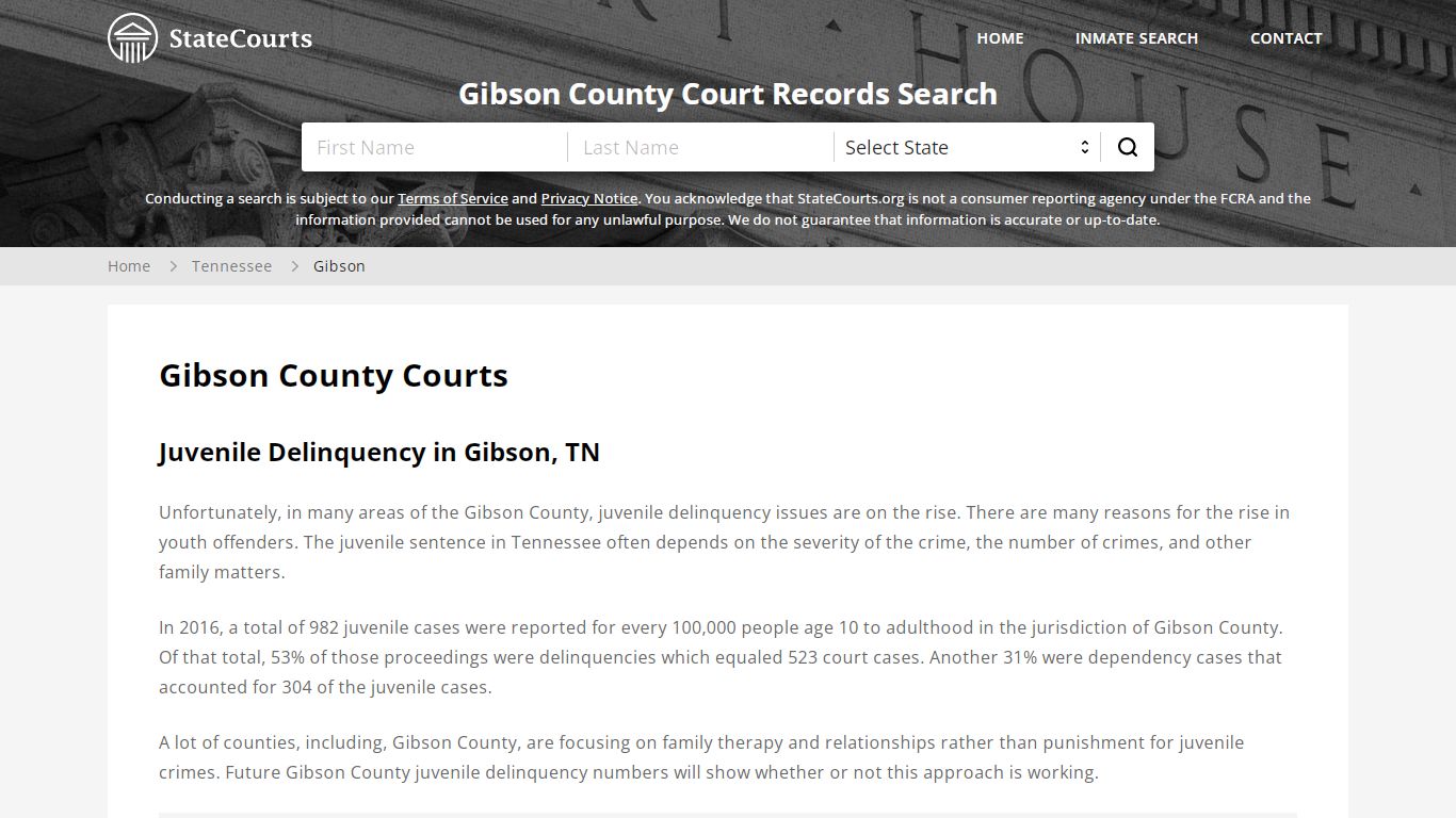 Gibson County, TN Courts - Records & Cases - StateCourts